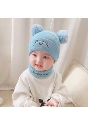 Cartoon Wool Knitted Cute Beanies Hat Fashion Baby Kids Knitted Winter Hat Cute High Elastic Warm Hat for Girls Boys