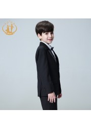 2021 spring autumn formal suit for boy set children party host wedding costume black blazer jacket pants 3pcs clothing wholesale