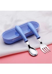 Baby gadgets cutlery set children utensils stainless steel baby dinnerware cutlery cartoon infant food feeding spoon fork