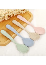 2pcs Baby Feeding Cutlery Set Eco-friendly Wheat Straw Infant Plate Children Dish Utensils Kids Anti-hot Training Bowl Spoon