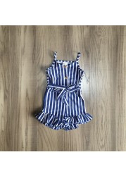 Baby Girls Summer Clothes Girls Stripe Romper Girls Pink Romper With Belt