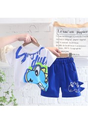 New summer baby boys children's clothing girls cute cartoon cotton T-shirt shorts 2pcs/sets baby casual outfit kids tracksuits