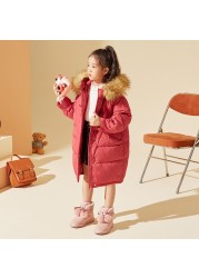 ton lion kids winter fashion casual windproof and warm girls mid-length down jacket 5-12 years old girls winter coat