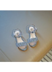 Summer 2022 Fashion Student Girls Sandals New Rhinestone Embroidery Princess Sandals Beach Shoes Wholesale A1223