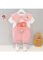 2022 Summer Fashion Cute Baby Girls Clothing Sets Baby Boy Casual Clothes T-shirt Rabbit Overalls Children Kids Clothes