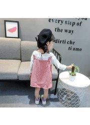 Baby Girls Clothes Sets Kids 2022 Fashion Infant Spring Autumn Sweet 2pcs Doll Outfits Collar Tops + Corduroy Skirt Baby Suits