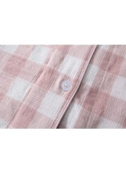 Pink White Girls Plaid Pajamas Set Summer Short Sleeve Top + Pants Baby Sleepwear Pajamas Toddler Sleepwear