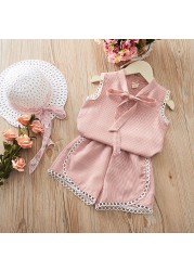 Kids Girl Plaid 2 Pieces Clothing Sets 2022 New Summer Fashion Lattice Bowknot Suits White Sealing Children Clothes Outfit