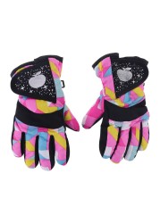 Snowboarding Gloves Winter Waterproof Warm Gloves Kids Full Finger Gloves Strap For Sports Skiing Cycling