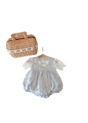 2022 Summer Retro Baby Girls Newborn Lace Lolita Clothes Cute Cotton One Piece Jumpsuits For Babies