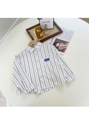 2022 New Arrival Korean Street Fashion Striped Shirt Handsome Boys Tops 2-21