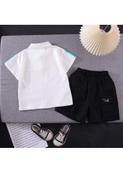 New Hot Suit Summer Children Boys Girls Clothes Kids Cotton Letter Short Sleeve T-shirt 2pcs/sets Toddler Clothes 0-5 Years