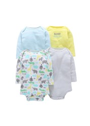 Long Sleeve Romper Cartoon Boy Girl Clothes Infant Clothes Set Newborn Costume Cotton 2022 Autumn Spring Rompers 5pcs