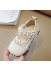 Girls Sandals Child Fashion Princess Pearl Net Surface Girls Shoes 2022 Pupils New Comfortable Single Shoes Baby Princess