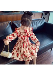 Baby Girls Christmas Dress Summer Birthday Party Princess Dress Long Sleeve Floral Dresses For Girls