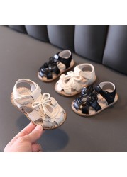 2022 Summer Baby Girl Shoes Cute Bow Cut-out Toddler Sandals Soft Bottom First Walkers Kids Beach Sandals