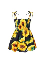 Baby Kids Toddler Baby Girls Dresses Sunflower Slip Floral Dress Beach Dress Clothes for Girl Summer Dresses Vestido Bebes 2022