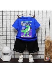 New summer baby clothes suit children boys girls dinosaur cotton T-shirt shorts 2pcs/sets baby casual outfit kids tracksuits