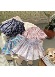 Korean children's floral shorts 2022 summer baby pant skirt fashion versatile children clothes kids clothing 90-140