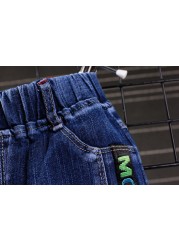 Baby Boys Girls Jeans Pants Kids Trousers 2-8Yrs Boys Girls Jeans Boys Casual Pants Letter Jeans Kids