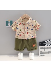 New Summer Baby Clothes Suit Children Boys Fashion Printed Shirt Shorts 2Pcs/Sets Toddler Casual Cotton Costume Kids Sportswear