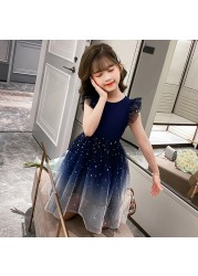 4-12Y Summer Kids Dresses for Girls Mesh Girl Dress Baby Sequin Gradient Party Vestidos Toddler Princess Dress Girl Kids Costume