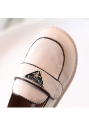 Spring Autumn Girls British Shoes Fashion Kids Children Wide Elegant PU Leather Slip-on Princess Soft Rubber Shoes For Baby