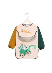 Children's Cartoon Printed Waterproof Baby Bib Adjustable Long Sleeve Baby Bib