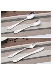 4pcs/set Baby Spoon Spoon Food Feeding Fork Knife Utensil Set Stainless Steel Kids Learning Eating Habit Children Tableware