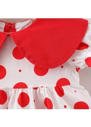 Infant Baby Girls Dresses Short Sleeve Summer Dot Printed Princess Dress Toddler Newborn A-Line Dress Holiday Party Dress