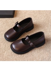 Student Girls Leather Shoes College Style Kids Mary Jane Shoes Children Girls Party Cosplay Loafers Casual School Girl Shoes