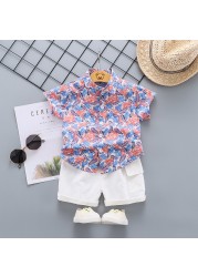 New Summer Baby Boys Clothes Suit Children Fashion Print T-shirt + Pants 2 Pieces/Set Toddler Casual Uniforms Infant Kids Tracksuits