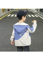 Spring autumn polyester jacket for boy new 2022 Korean version trendy cool fashion hooded windbreaker casual children's clothing