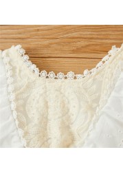 Weixinbuy 2pcs/set Newborn Girl White Solid Color Princess Rompers Kids Baby Girls Lace Long Sleeved Jumpsuit Headband