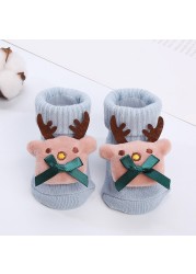 Newborn Baby Girl Boy Cute Cartoon Pattern Cotton Socks Infant Anti-slip Warm Floor Socks Medium Tube Knitted Socks