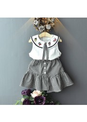 2022 girls suit summer fashion 2pcs baby kids children's clothing set T-shirt shirt short skirt skirt casual sets boutique girl