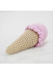 1pc DIY Crochet Ice Cream Rattle Toy Baby Teether Infant Teething Nursing Knitting Rattle Educational Montessori Toy