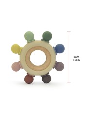 Colorful Wheel Baby Teether Silicone Beads Soother Bracelet Molar Rattle Nursing Teething Chew Toy Bathing Gifts