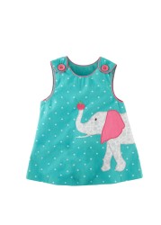 Girls Summer Dress Kids Cotton Sleeveless Dresses Children Dots Animal Pattern Princess Dress Baby Girl Casual Clothes Cute Tutu