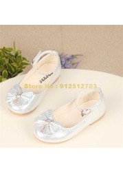 New Autumn Girls Leather Children Girls Toddler Princess Bowknot Sneakers Pearl Diamond Single Kids Dance Shoes