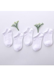 5 Pairs/Pack White Socks Toddler Toddler Short Spring Style Solid Thin Soft Socks for Boys Girls Clothing Accessories