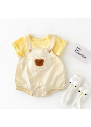 MILANCEL 2022 Summer Baby Girls Clothes Embroidery Bear One Pieces Clothes