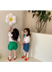 MILANCEL 2022 Blouses Girls Children Floral Puff Sleeve Cotton Short Sleeve Kids Blouse 1-6 Y