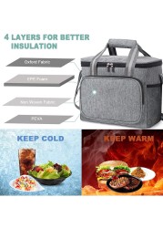 15L Waterproof Capacity Thermal Lunch Box Handbag Travel Bag Portable Cooler Insulated Picnic Food Bags For Men Women Kids