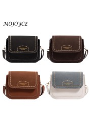 Creative Lady Embroidery Crossbody Bag PU Leather Pure Color Handbag Purse Flap Casual Messenger Bags