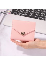 Simple Fashion Women Trifold PU Leather Small Wallet Portable Solid Color Casual Business Card Holder Fox Shape Hasp Coin Purse