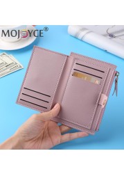 Fashion Women Solid Color Multi Slot Credit Card Holder Portable PU Leather Mini Coin Purse Multifunction Zipper Wallet