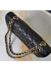 Top quality luxury handbag classic fashion flap caviar leather wear-resistant shoulder bag chain leather bag women