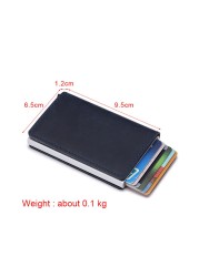 DIENQI - Genuine Leather Rfid Card Holder for Men and Women, Metal Credit Card Case