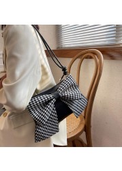 Female Bag PU Leather Big Bow Design Crossbody Shoulder Bag Lady Fashion Zipper Trend Exquisite Small Retro Tote Handbags